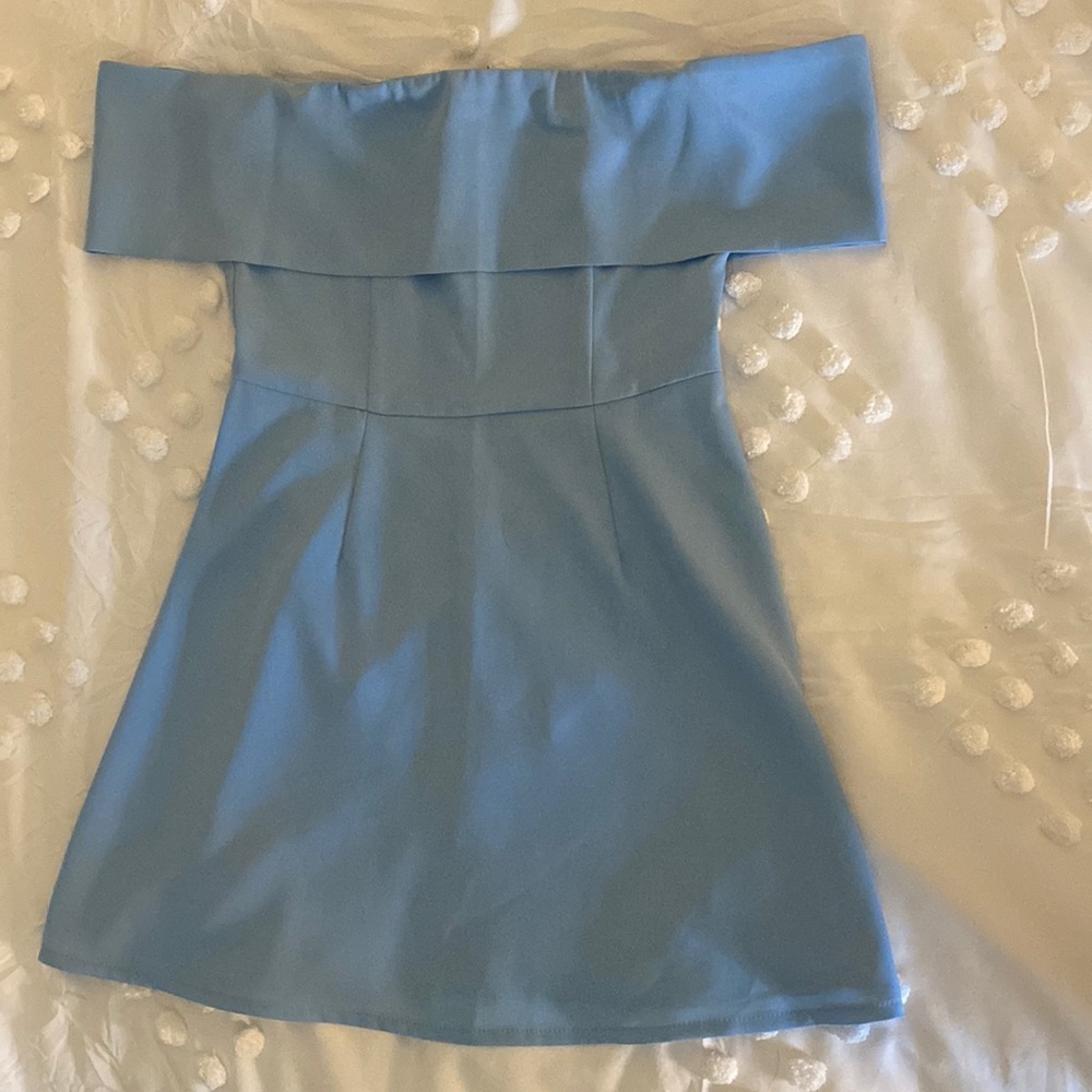 Super Down blue off the shoulder dress